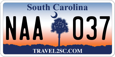 SC license plate NAA037