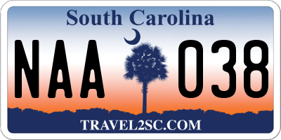 SC license plate NAA038