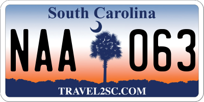 SC license plate NAA063
