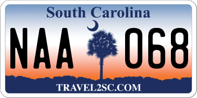 SC license plate NAA068