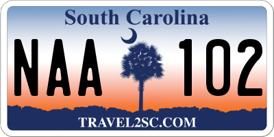 SC license plate NAA102