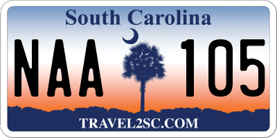 SC license plate NAA105