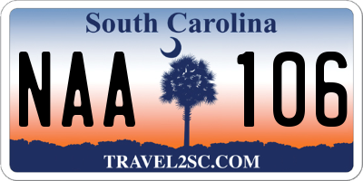 SC license plate NAA106