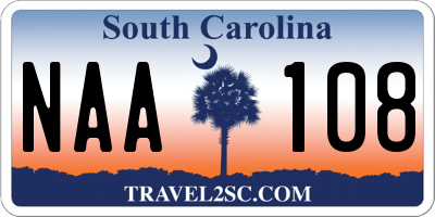 SC license plate NAA108