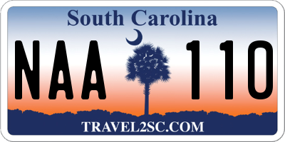 SC license plate NAA110