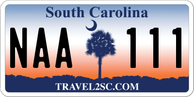 SC license plate NAA111