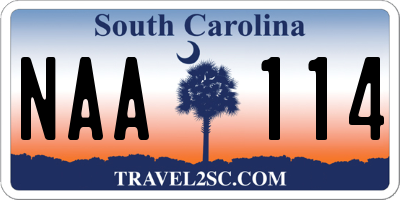 SC license plate NAA114