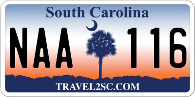 SC license plate NAA116