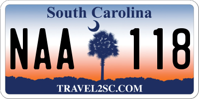SC license plate NAA118