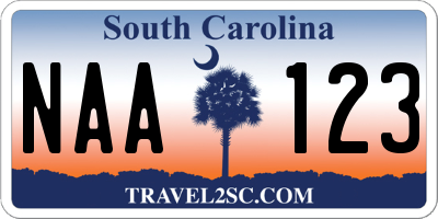 SC license plate NAA123