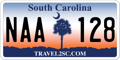 SC license plate NAA128