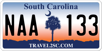SC license plate NAA133