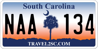 SC license plate NAA134