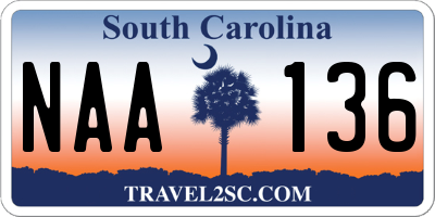SC license plate NAA136