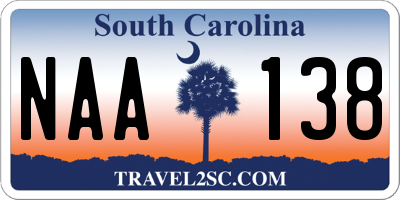 SC license plate NAA138