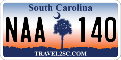 SC license plate NAA140