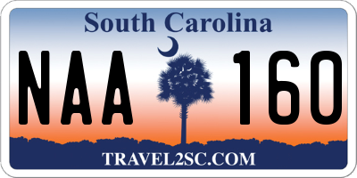 SC license plate NAA160