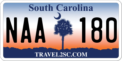 SC license plate NAA180