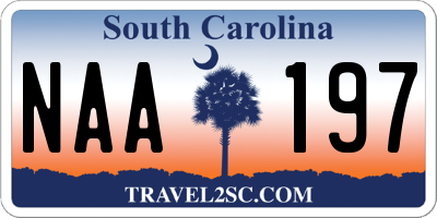 SC license plate NAA197