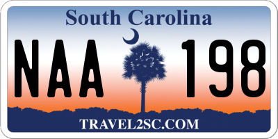 SC license plate NAA198