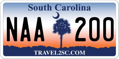 SC license plate NAA200