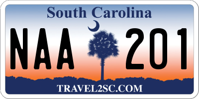 SC license plate NAA201