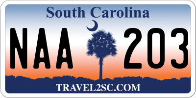 SC license plate NAA203