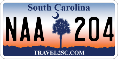 SC license plate NAA204