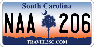 SC license plate NAA206
