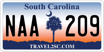 SC license plate NAA209