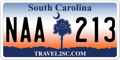 SC license plate NAA213