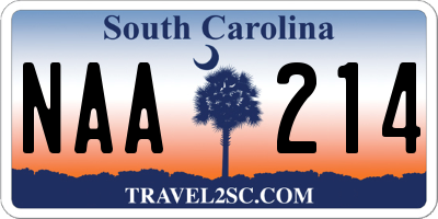 SC license plate NAA214