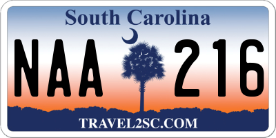 SC license plate NAA216
