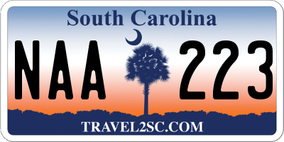 SC license plate NAA223