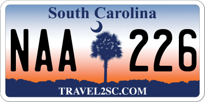 SC license plate NAA226
