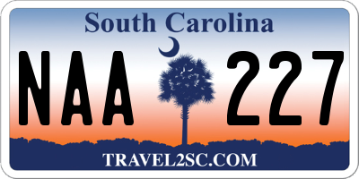 SC license plate NAA227