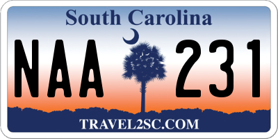 SC license plate NAA231
