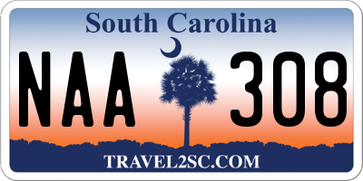 SC license plate NAA308