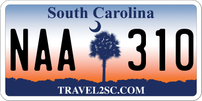 SC license plate NAA310