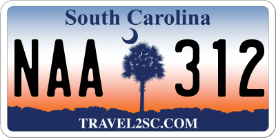 SC license plate NAA312
