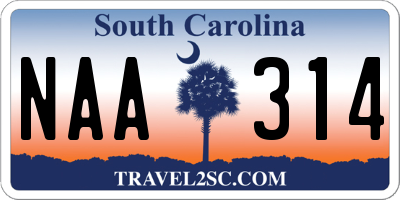 SC license plate NAA314