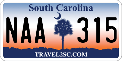 SC license plate NAA315