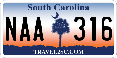 SC license plate NAA316