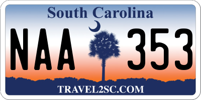 SC license plate NAA353