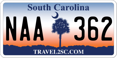 SC license plate NAA362