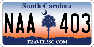SC license plate NAA403