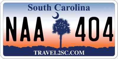 SC license plate NAA404
