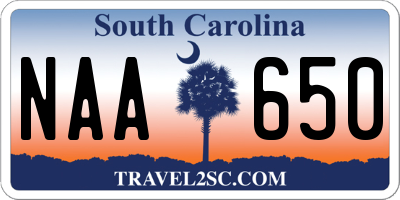 SC license plate NAA650