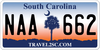SC license plate NAA662