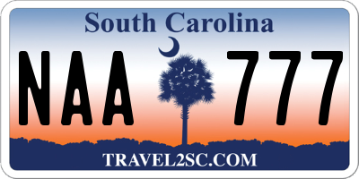 SC license plate NAA777